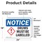 Signmission Drums Must Be Labeled, 24 in W x Rectangle, Vinyl Decal OS-2PACK-NS-D-1824-L-11572 - alternate 4